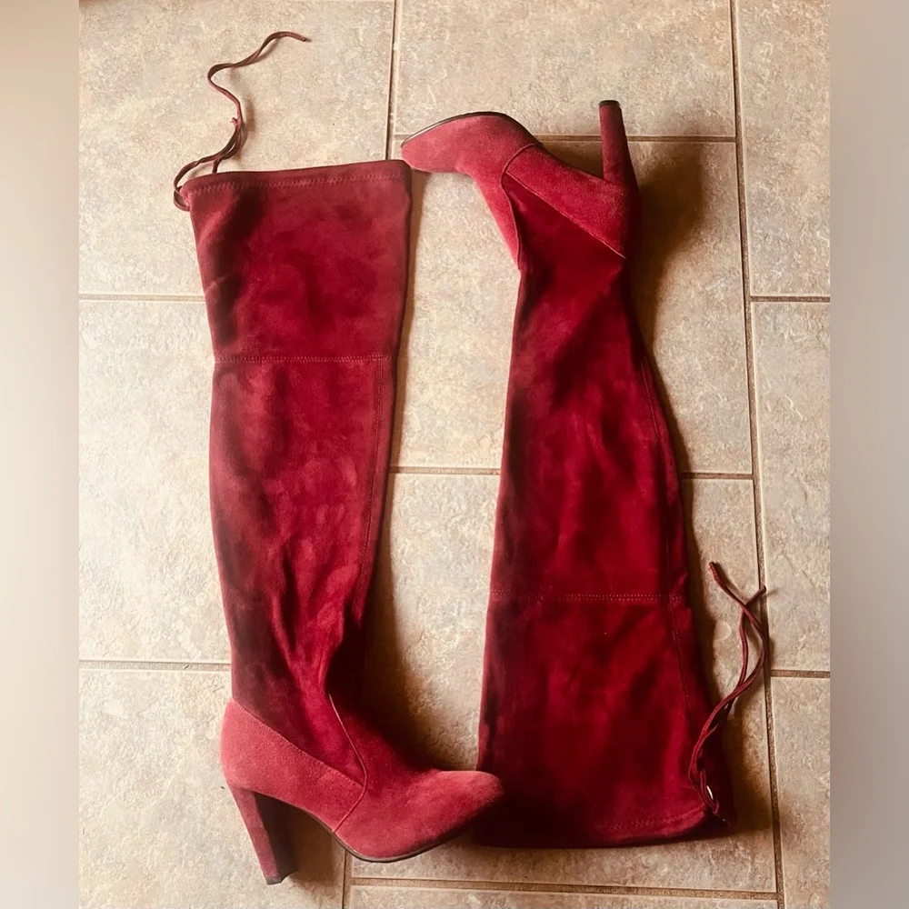 Stunning Stuart Weitzman suede Burgundy Over-the-Knee Boots Size 36 “Like New”